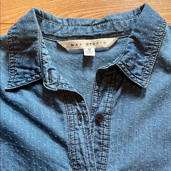 Max Studio Blue Denim Shirt Dress - Picture 4 of 8